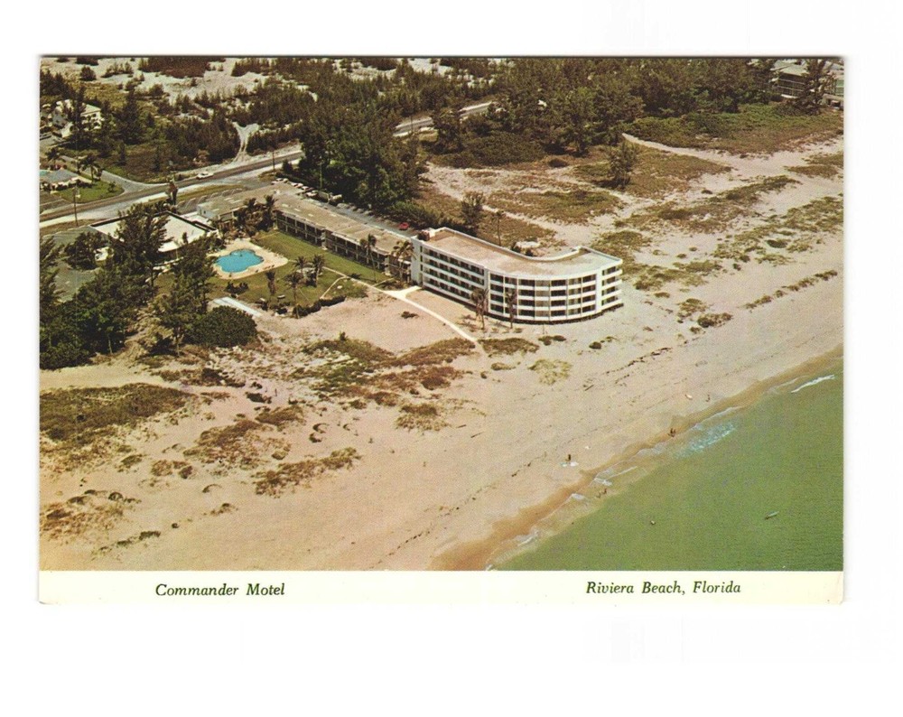 Commander Motel on the Ocean Riviera Beach FL vintage postcard unposted