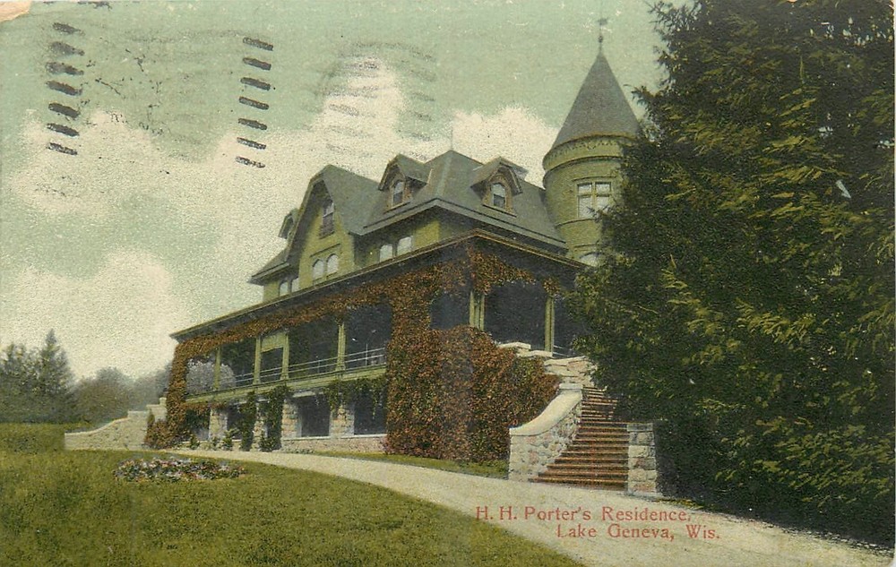 1909 Lake Geneva Wisconsin H.H. Porter's Residence Leonard Postcard 26-3322