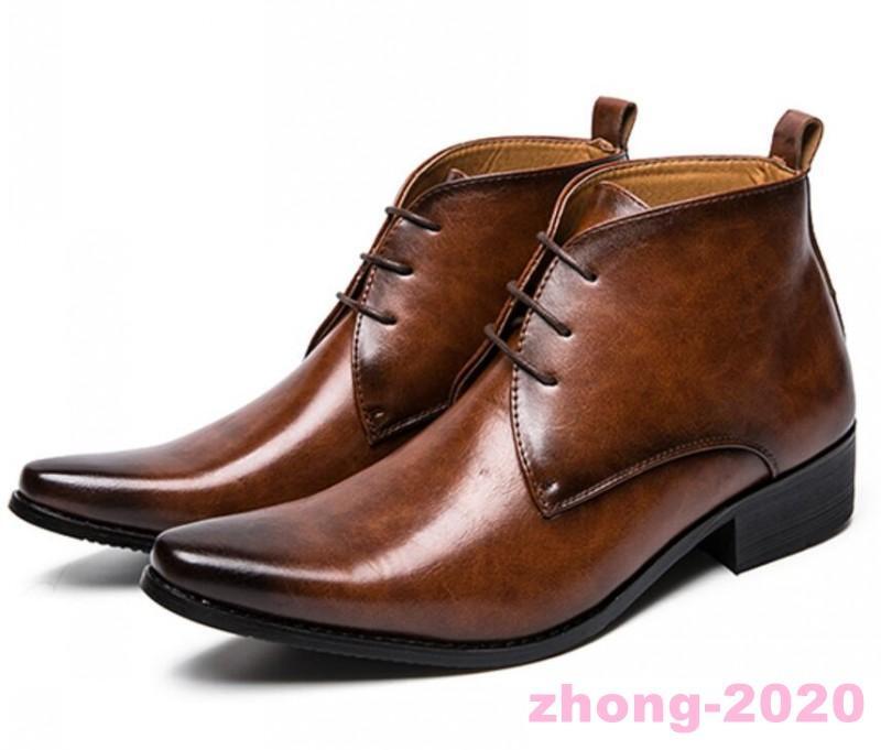 Men's Faux Leather Lace Up Pointed Toe High Top Formal Dress Shoes Ankle Boots
