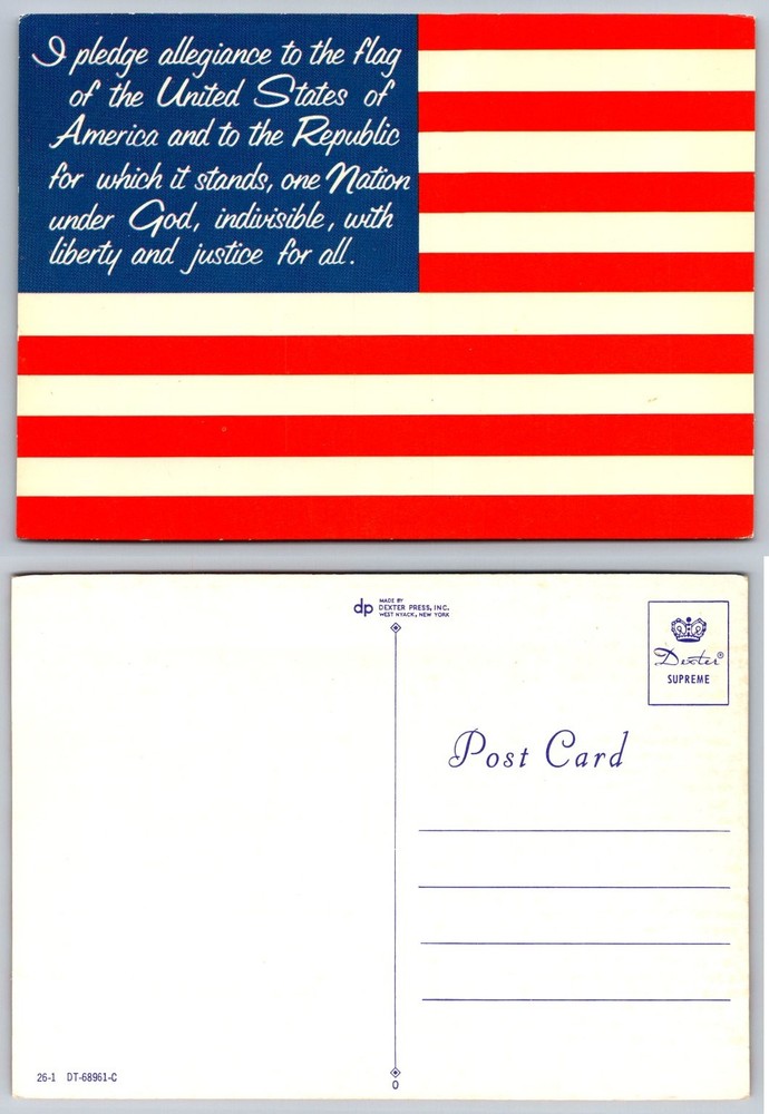 Vintage Pledge of Allegiance American Flag Postcard Dexter Press USA Patriotic