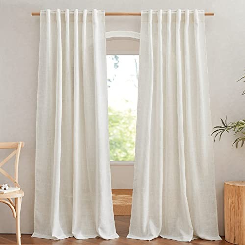 Flax Curtains 84 inch Long, Rod Pocket & Back 52
