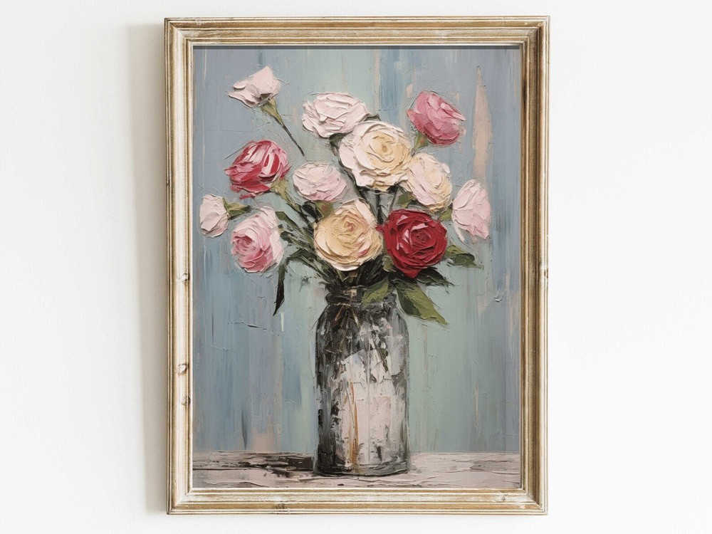 Farmhouse Floral Wall Decor Rustic Home Decor Vintage Botanical Wall Art Rose