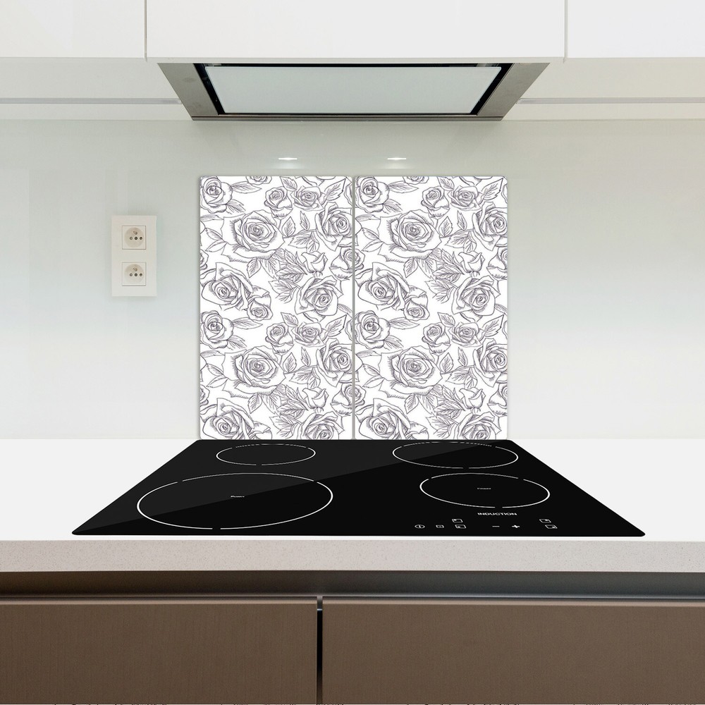 Glass Worktop Kitchen Chopping Board Blue Roses Floral Watercolour Art 2x30x52