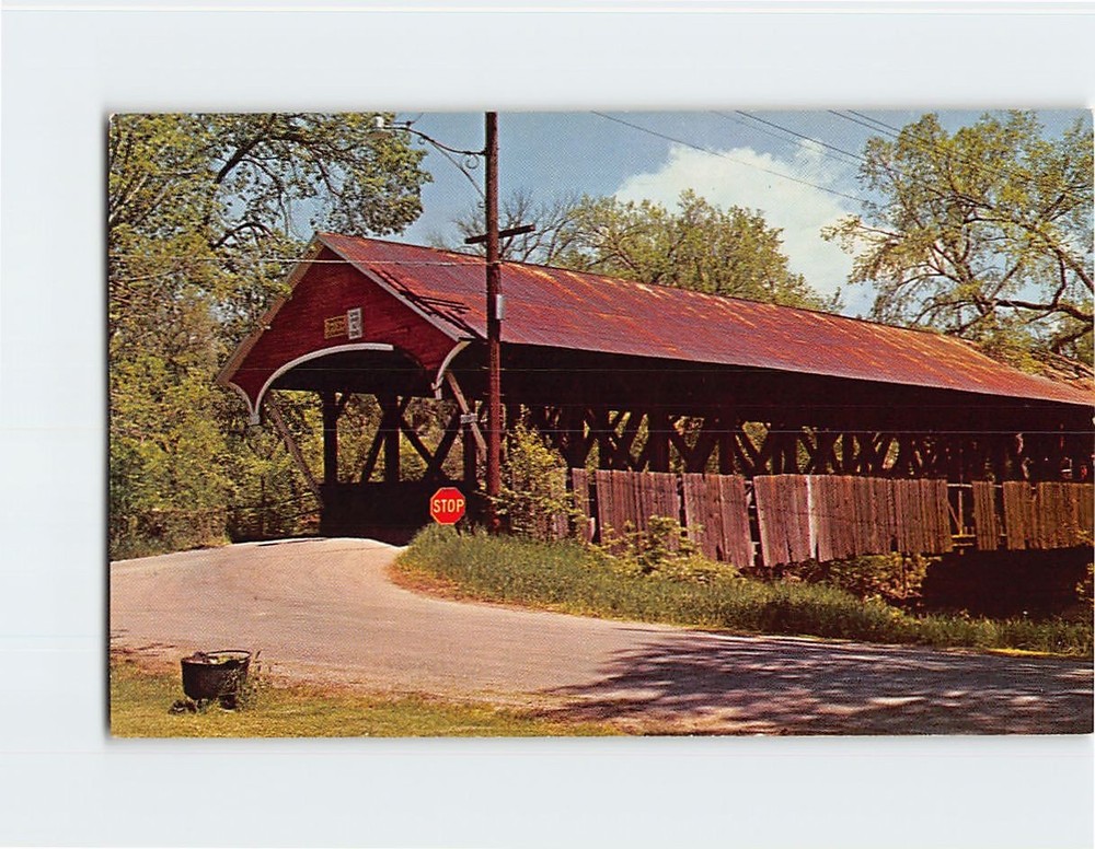 Postcard Mechanic Street Covered Bridge Lancaster New Hampshire USA America