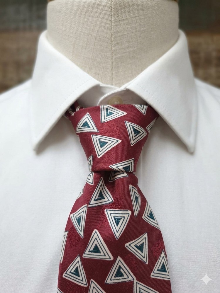 Polo Ralph Lauren Silk Tie Red Geometric Triangle Pattern Classic 57” x 3.5”