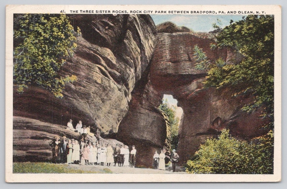 1920 Rock City Park Three Sister Rocks Bradford PA Olean NY Postcard H.H. Hamm