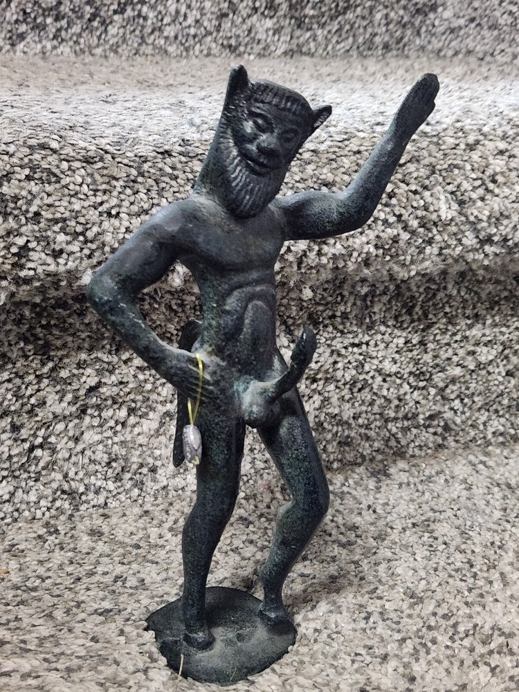 Carantie Bronze Satyr Devil Statue Greek Mythology 7-5/8