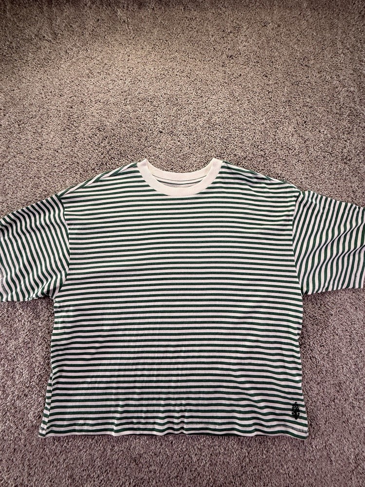 NWOT Free People Free Movement Oversized T Shirt Size M Green Stripes Fits To XL