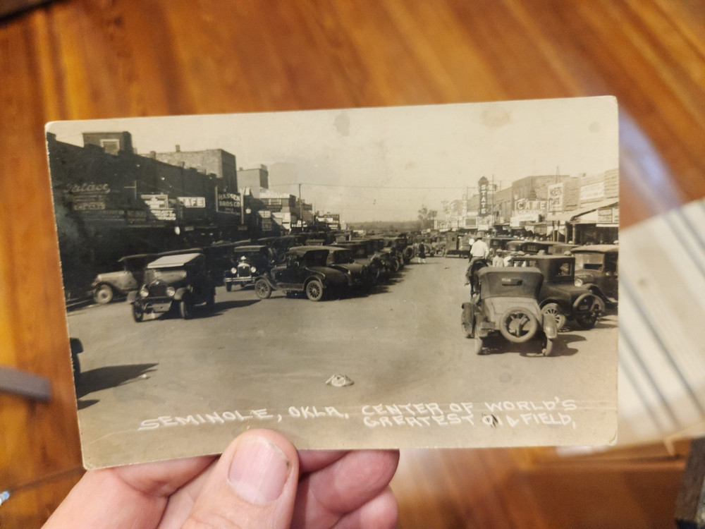 1920s RPPC Real Photo Postcard,Seminole,Oklahoma,Center World Greatest Oil Field