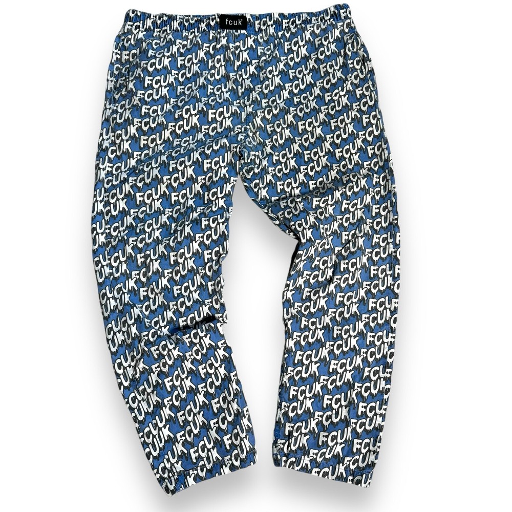 Fxxk Jeans Spell Out Print Lounge Pajama Pants Size L Streetwear Blue