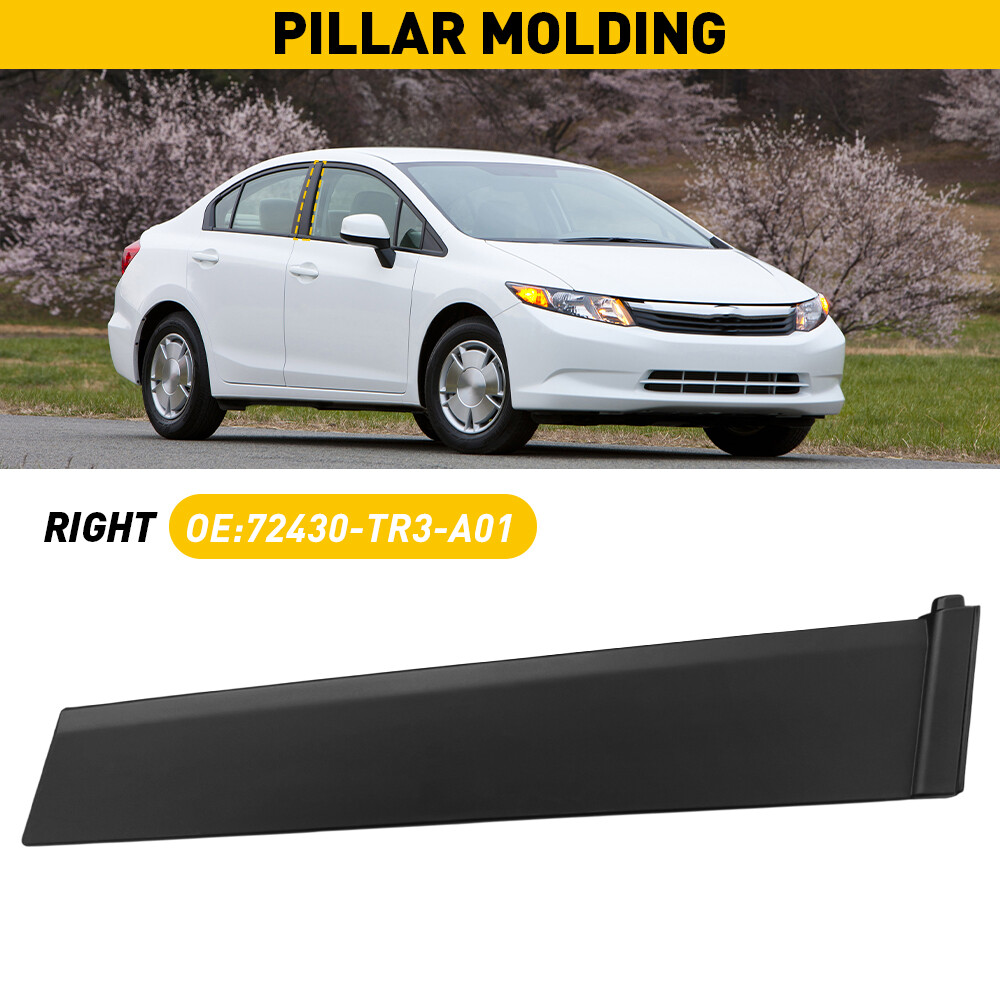 Front Passenger Door Molding Glass Window Pillar Trim Cap for 12-15 4DR Honda Civic