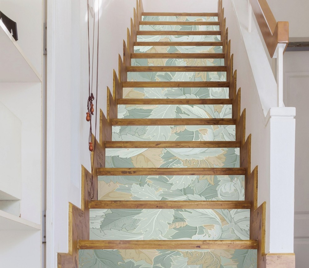 3D Green Leaves Texture AZ422 Vinyl Wallpaper for Stair Risers and Decorative Murals