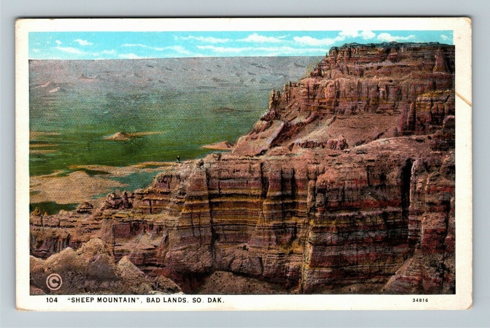 Bad Lands South Dakota, SHEEP MOUNTAIN, Nature View, Vintage Postcard