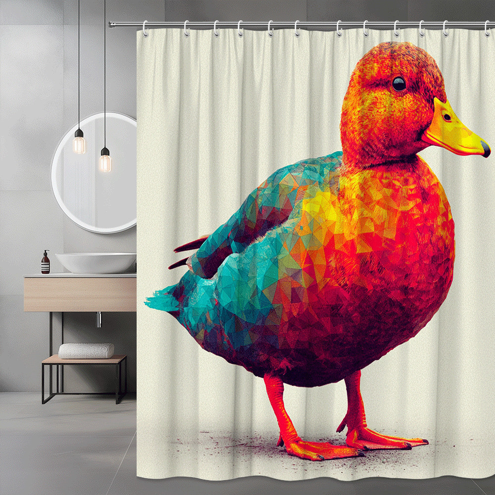 Colorful Duck Shower Curtain Animal Graphic Print