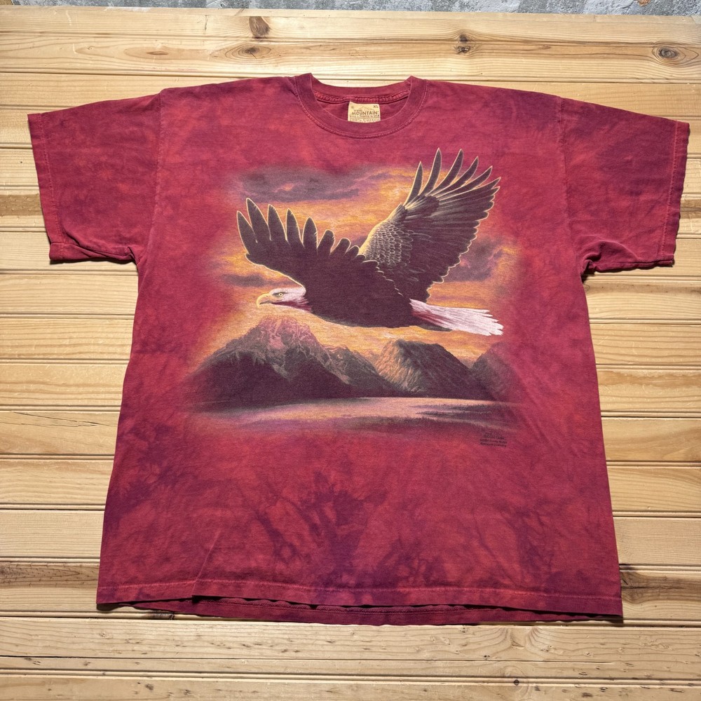 Vintage 2004 The Mountain Bald Eagle Wildlife Nature Graphic Tie Dye T-Shirt XL