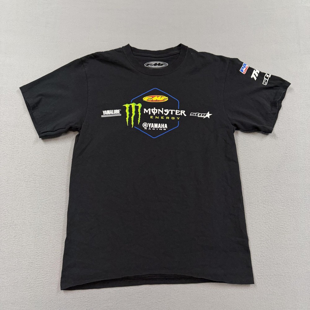 FMF Shirt Mens Medium Black Monster Energy Yamaha Racing Graphic Motocross Tee