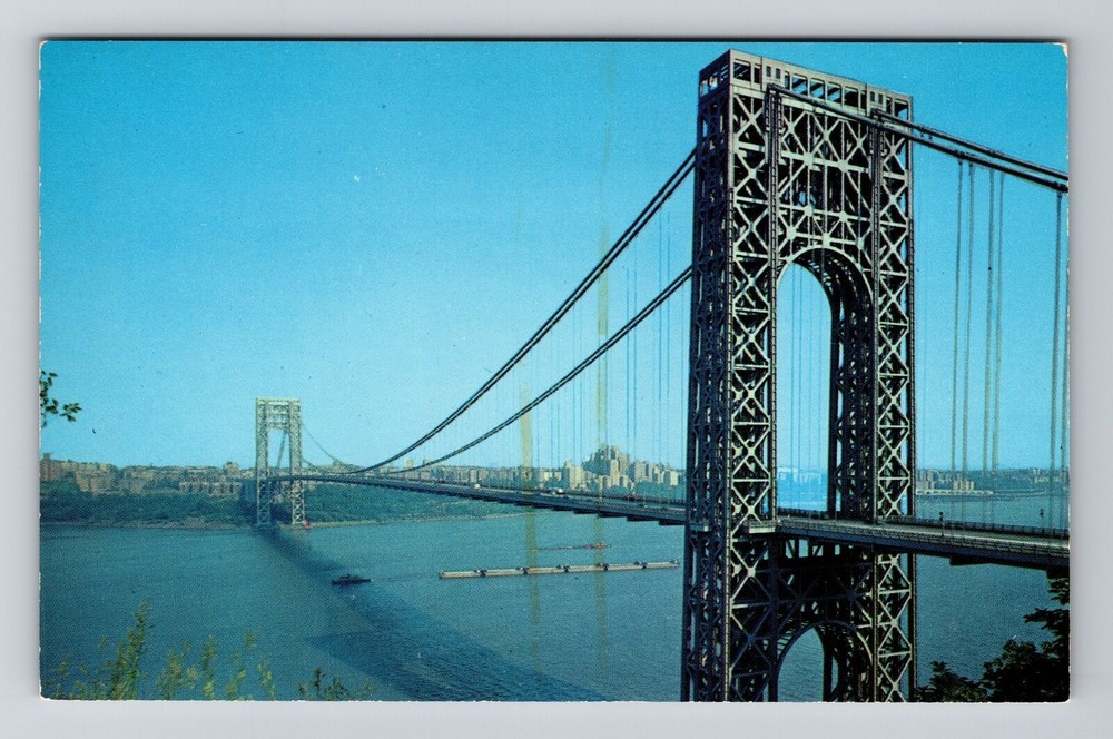 New York City NY, George Washington Bridge, Vintage Postcard