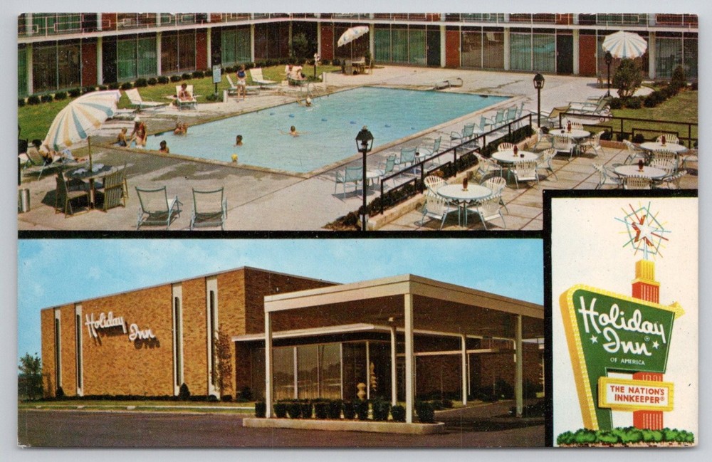 Vintage Holiday Inn Chillicothe Ohio Postcard 1969 Pool Motel Sign