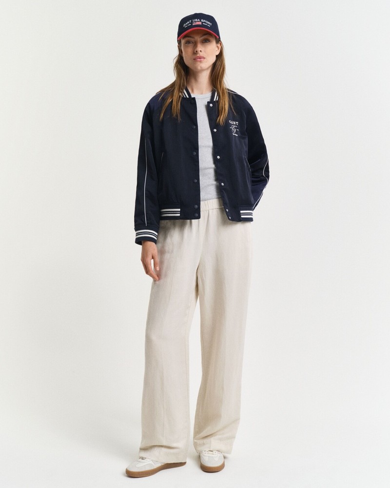 New GANT Rel LINEN BLEND Beige Cream PULL ON TROUSERS Size EUR 42 UK 14
