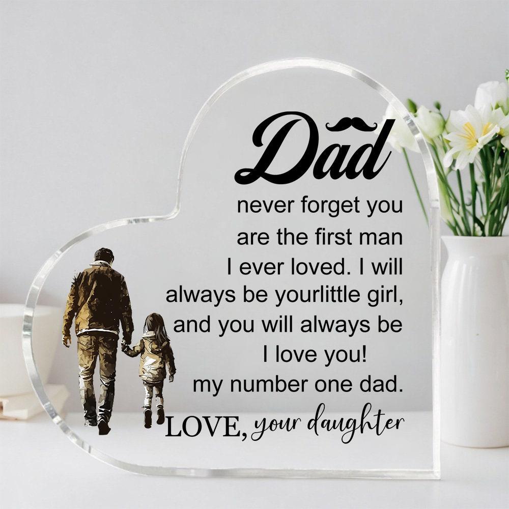 Figurine Plaque Gift for Dad Heart Plastic Clear Small Carved Romantic Decor