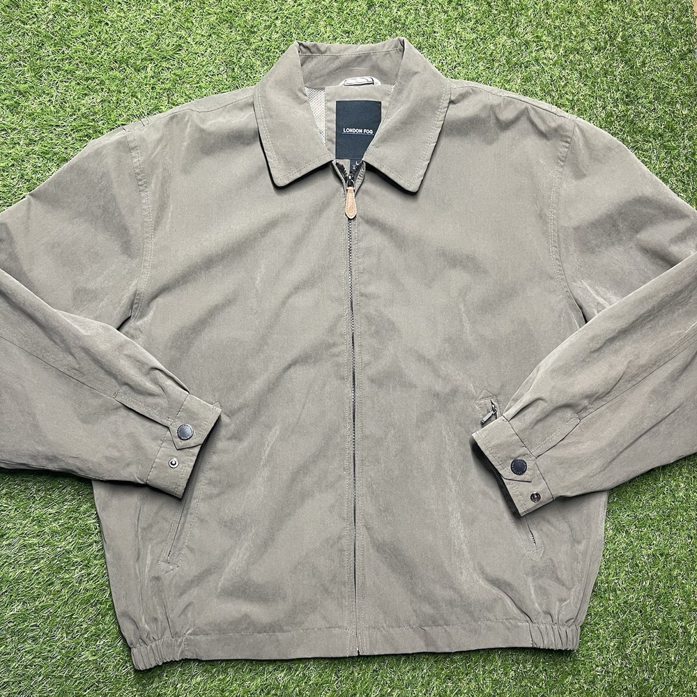 London Fog Lightweight Golf Jacket Lined Bomber Men's Large Gray