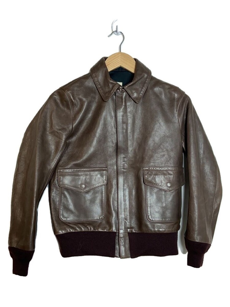 Scye Brown Leather Blouson Jacket Size 38 Plain Design 373