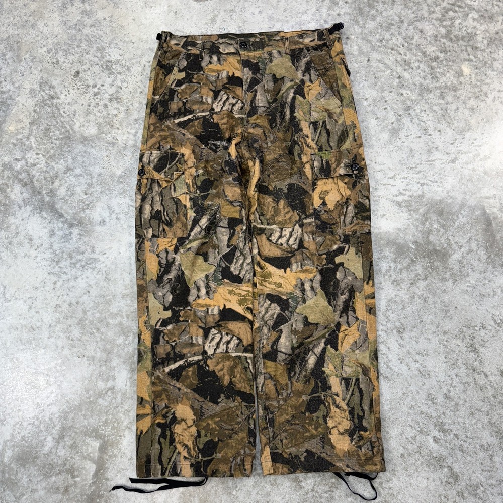 Dixie Outdoor Pants Mens Large Camo Hunting Cargo Drawstring Woodland Pattern
