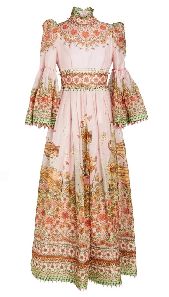 Zimmerman pink bead embellished silk linen maxi dress