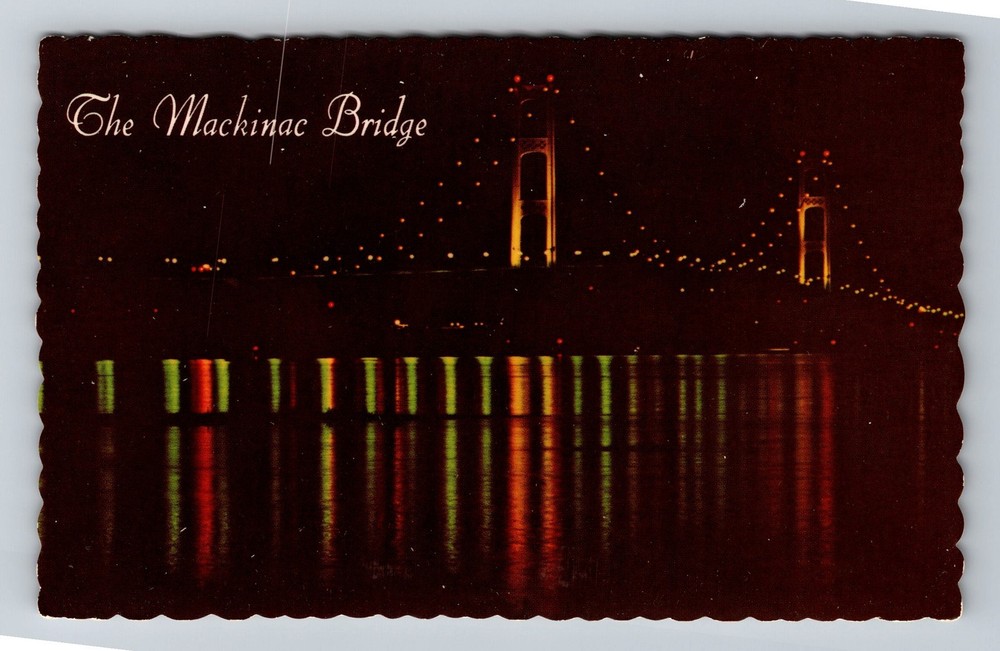 Mackinac Island MI-Michigan The Mackinac Bridge Vintage Postcard Standard Post