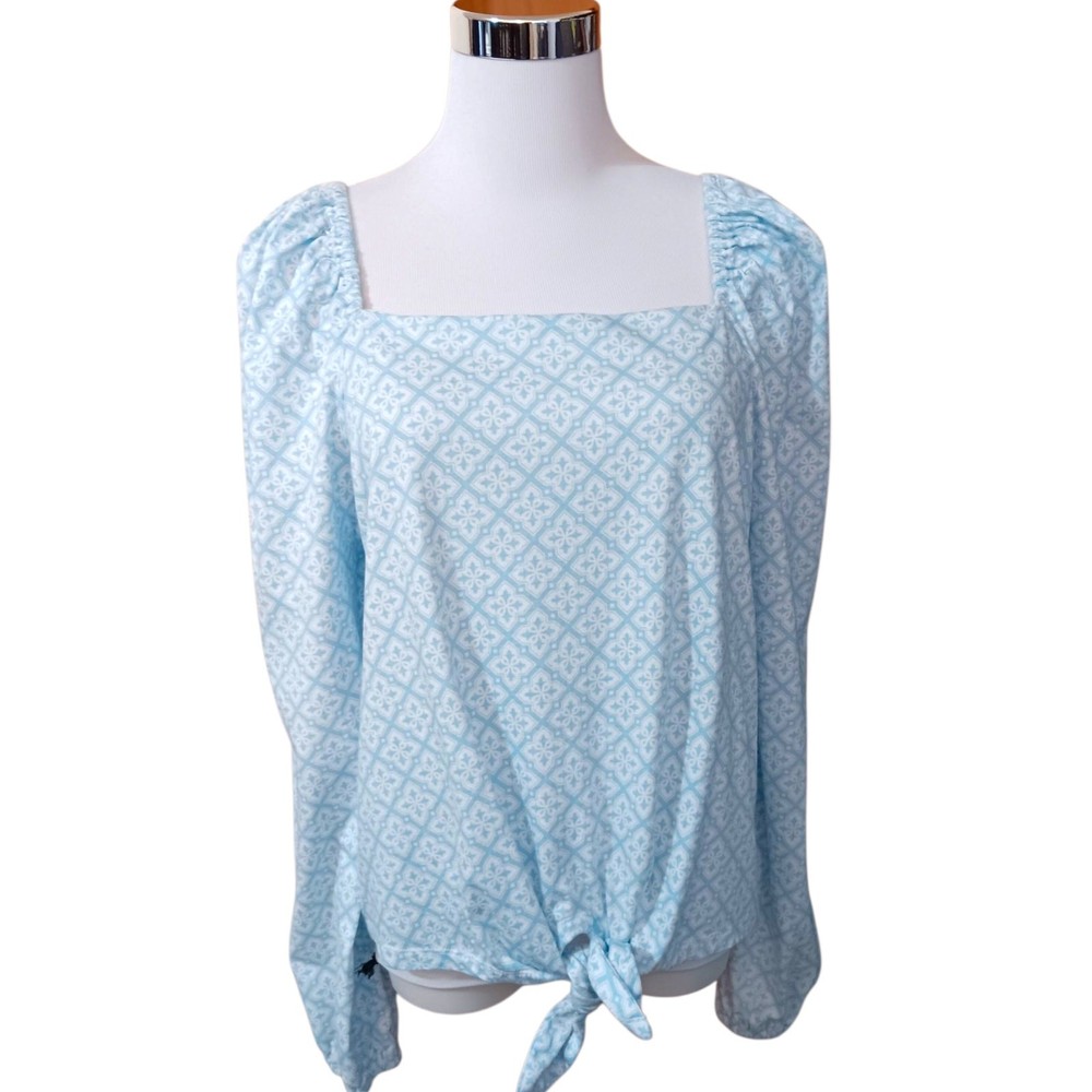 Charter Club Square Neck Milkmaid Blouse Retro Stretch Soft Girly Top