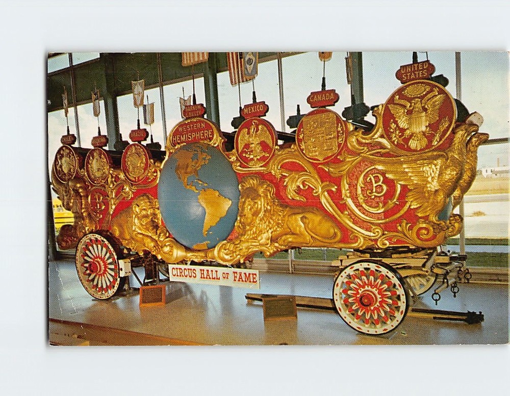 Postcard The Two Hemispheres Bandwagon Circus Hall Of Fame Sarasota Florida