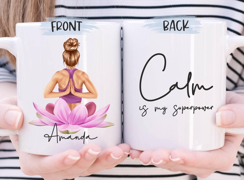 Calm Is My Superpower Yoga Teacher Mug Custom Yoga Gift Custom Yoga Mug Yoga