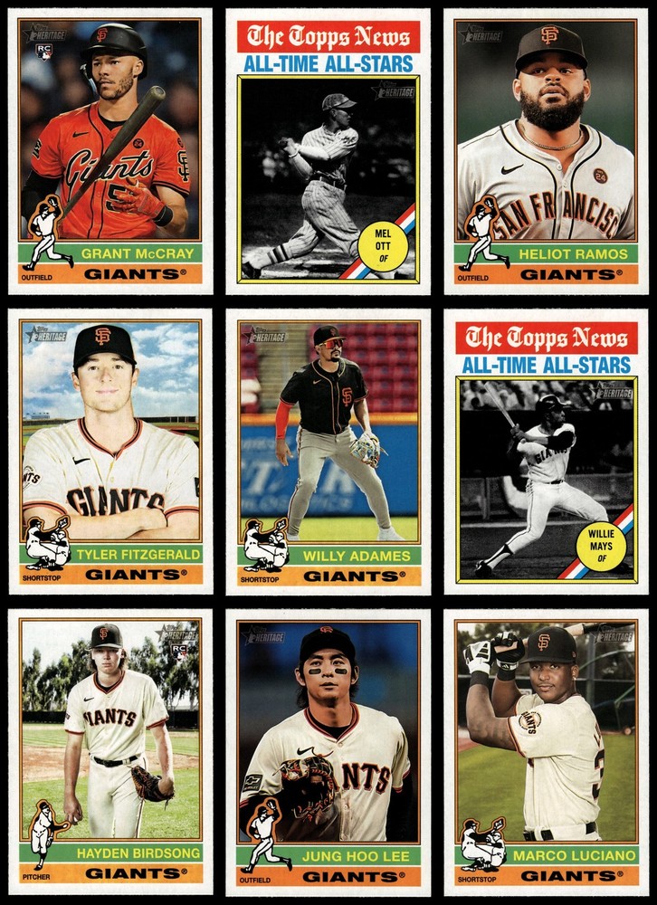 2025 Topps Heritage Giants Almost Complete Team Set 8 - NM/MT 7193738