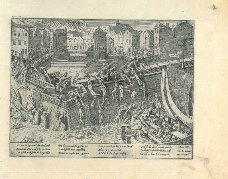 Historical print of Antwerp