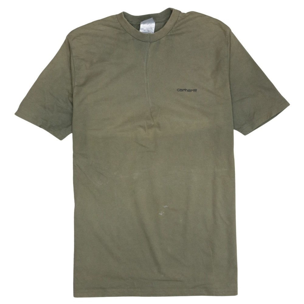 Carhartt Mens T Shirt Olive Green Cotton Embroidered Chest Logo Workwear XL
