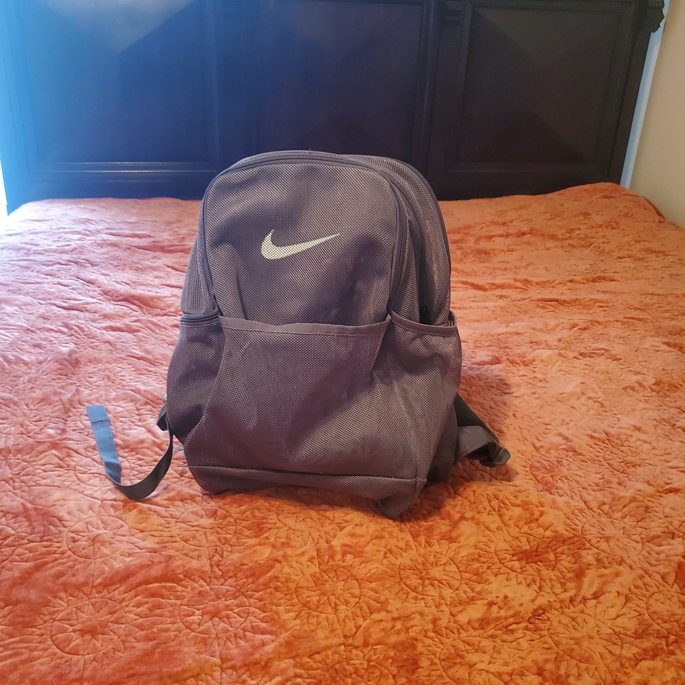 New Nike Gray Brasilia Mesh Training Backpack See Through Back To School