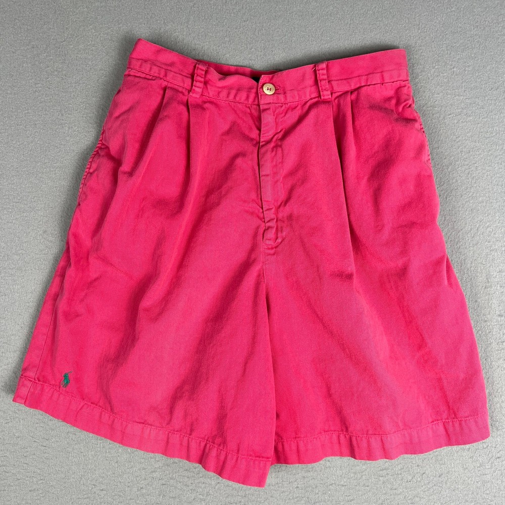 VTG Ralph Lauren Womens Pink Chino Shorts Size 8 Cotton High Rise Preppy USA