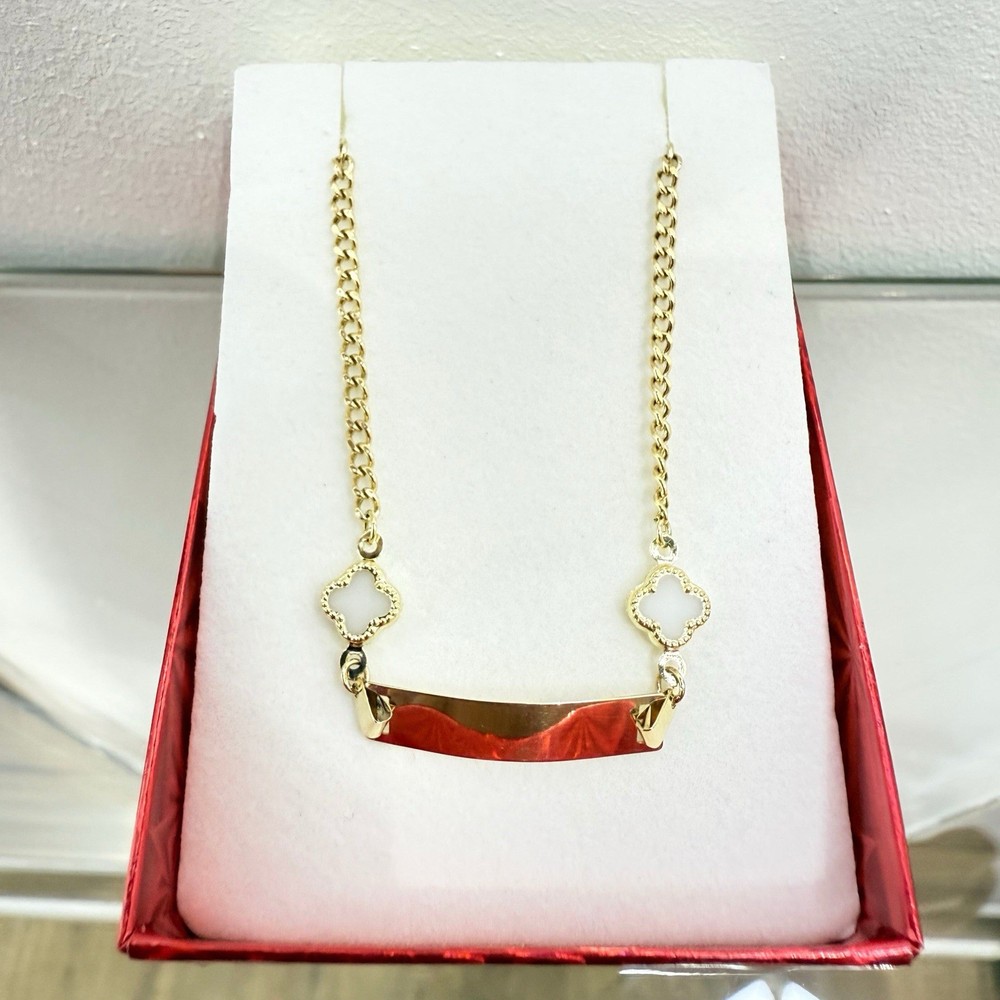 14K Yellow Gold Cuban ID Bracelet 6” For Baby/Kid With Free Engraving 2.2mm