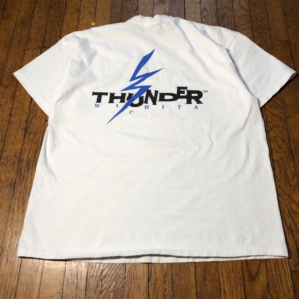 Vintage Wichita Thunder Hockey T-Shirt Men’s Size XL White 90s Mastercard Promo