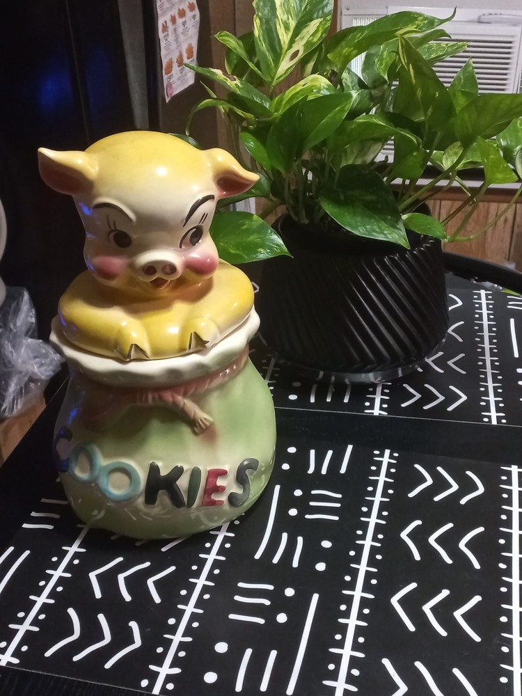 Vintage COOKIE JAR American Bisque Pottery PIG IN A POKE