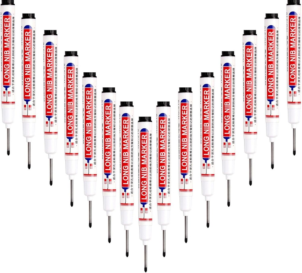 YIKANGHENG 15-Piece Black 20mm Deep Hole Marker Pens for Smooth Writing