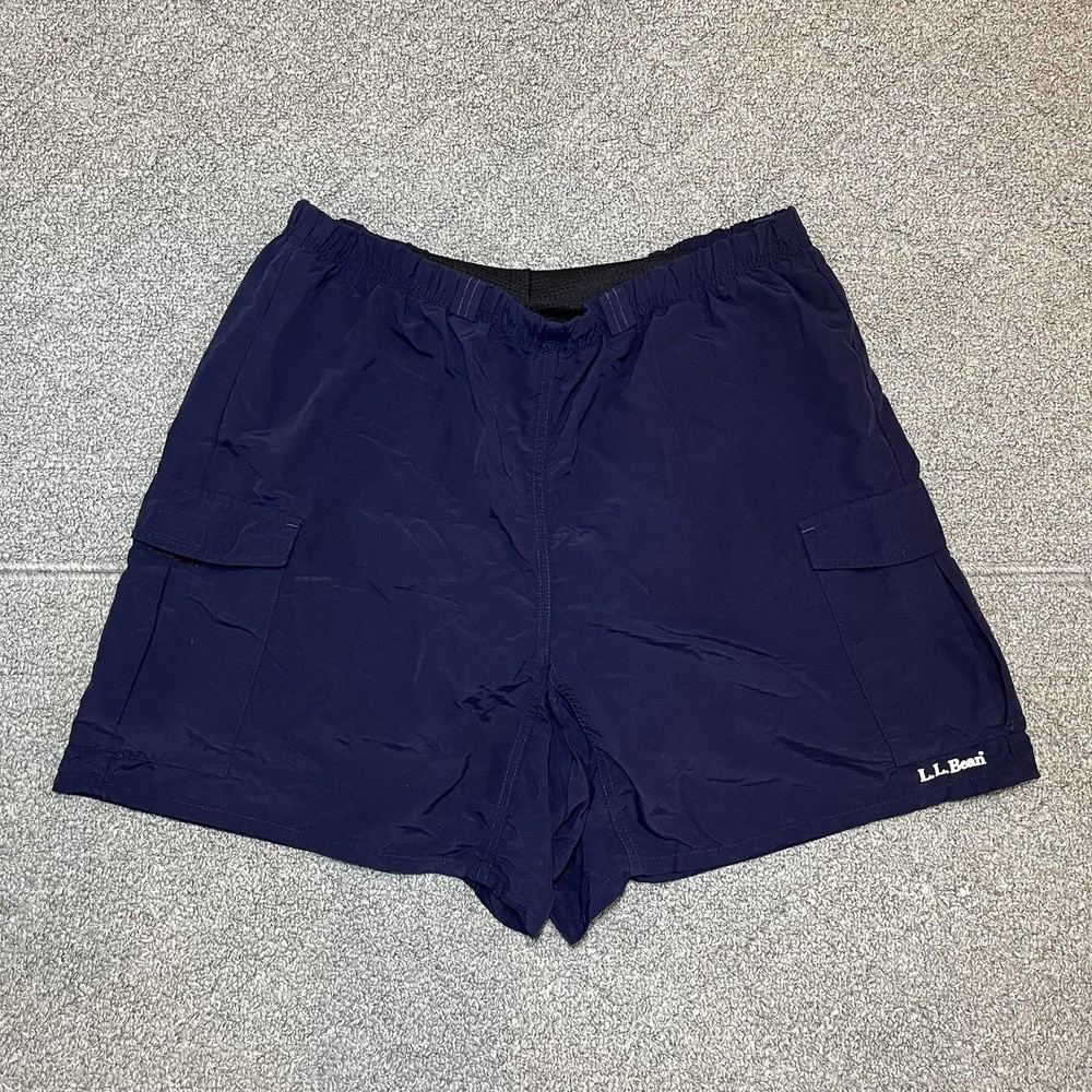 Vintage LL Bean Padded Cycling Cargo Shorts Womens Size XL Blue Lined Pockets