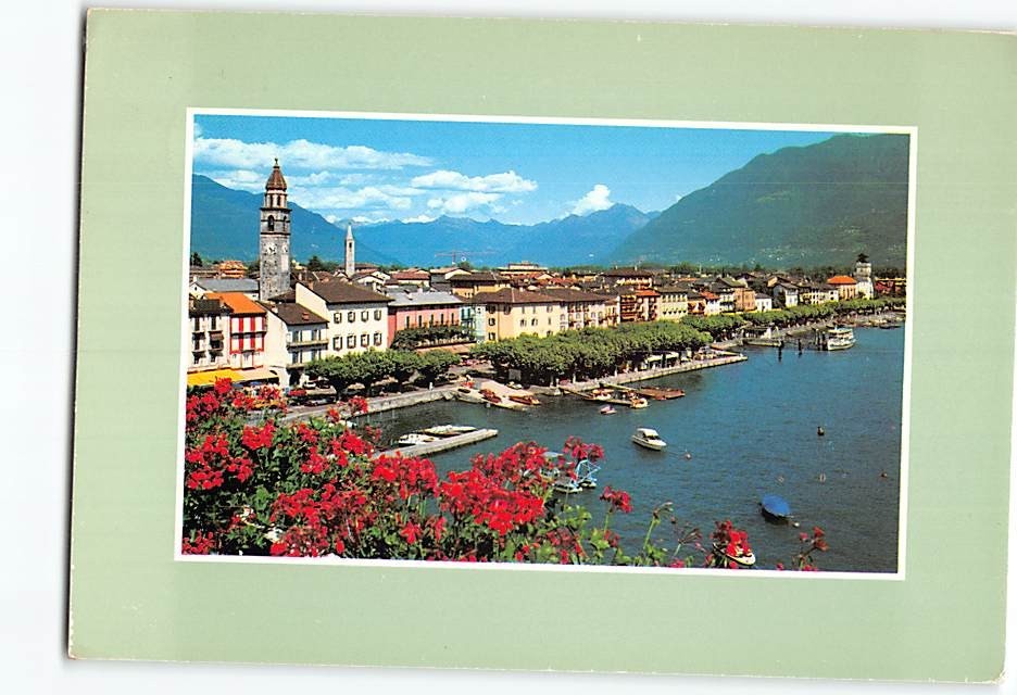 Postcard Panoramic View Lake Maggiore Ascona Switzerland