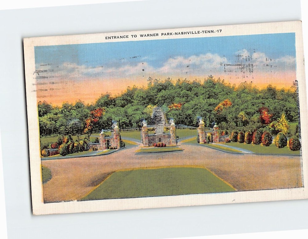 Postcard Entrance to Warner Park Nashville Tennessee USA