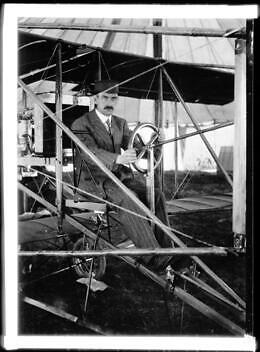 Aviation Pioneer Glenn Curtiss At The Wheel Of An Airplane At Domi - Old Photo