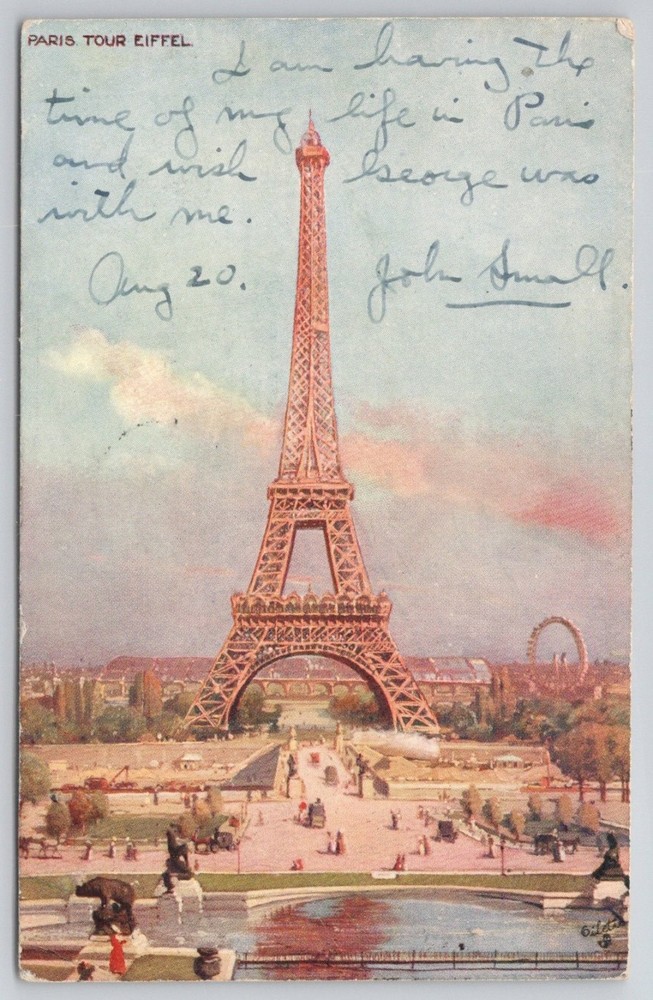 Vintage Raphael Tuck Oilette Postcard - Eiffel Tower Paris France 1907