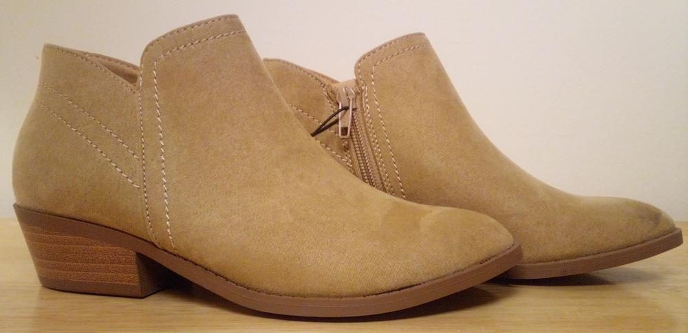 NWT Time & Tru Womens Camel Faux Suede Ankle Boots Sizes 6-10