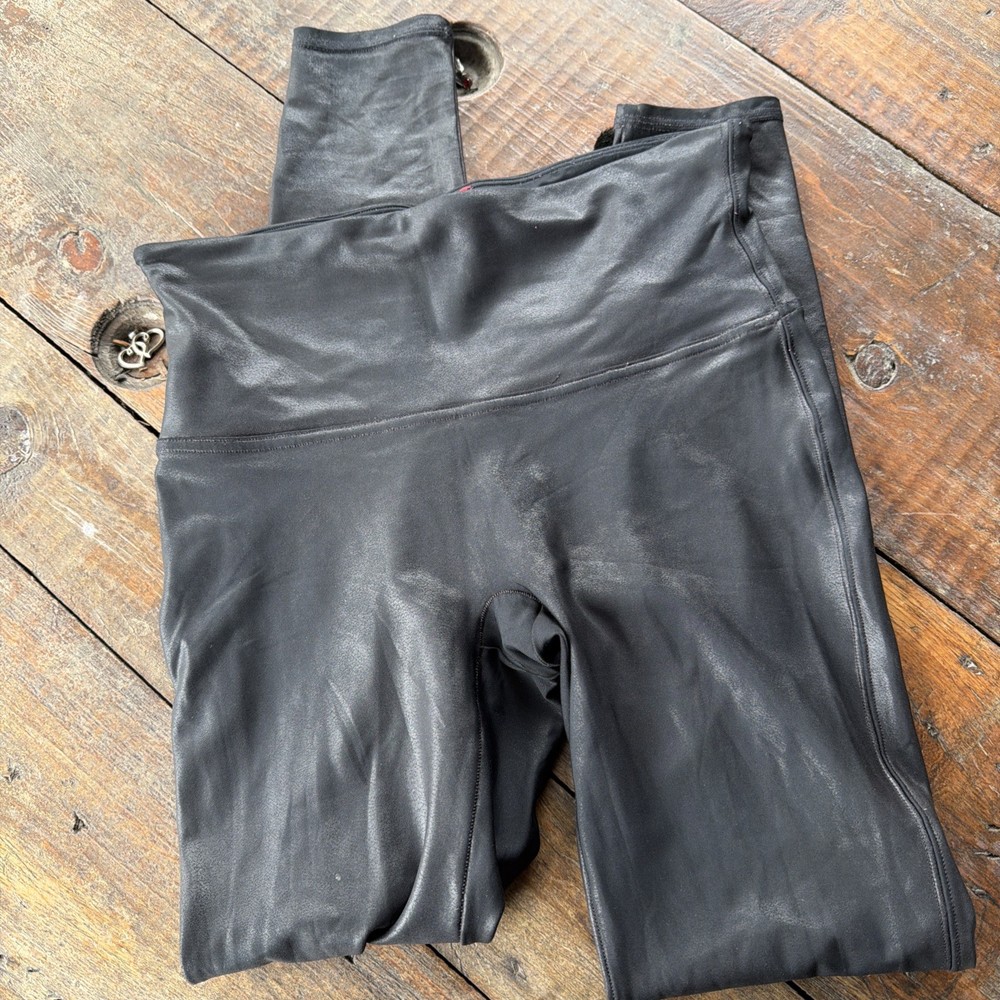 Spanx 2437 Women's Faux Leather Large Shaping Leggings - Black