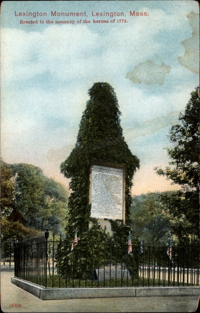 Massachusetts Lexington Monument Revolutionary War ~ c1910 vintage postcard
