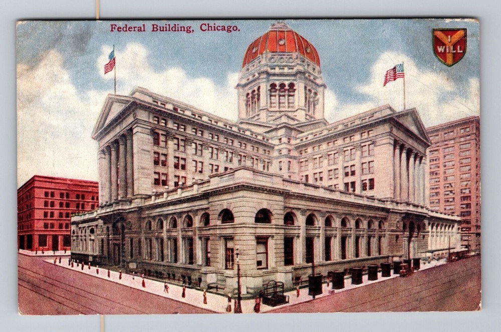 Chicago IL-Illinois Federal Building Vintage Postcard